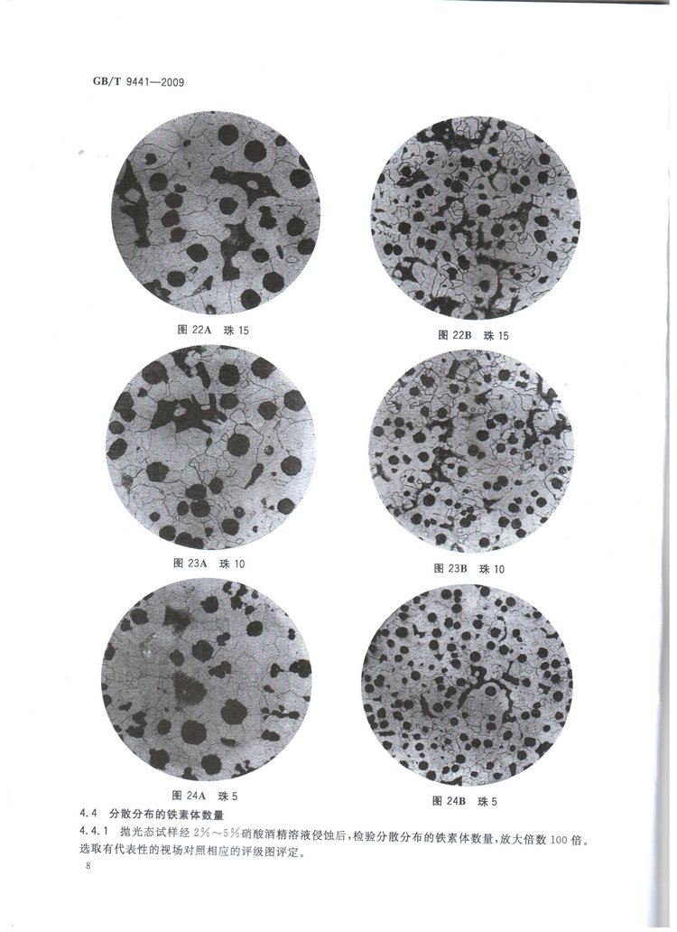 球墨鑄鐵金相檢驗(yàn)國(guó)家標(biāo)準(zhǔn)GB/T 9441-2009